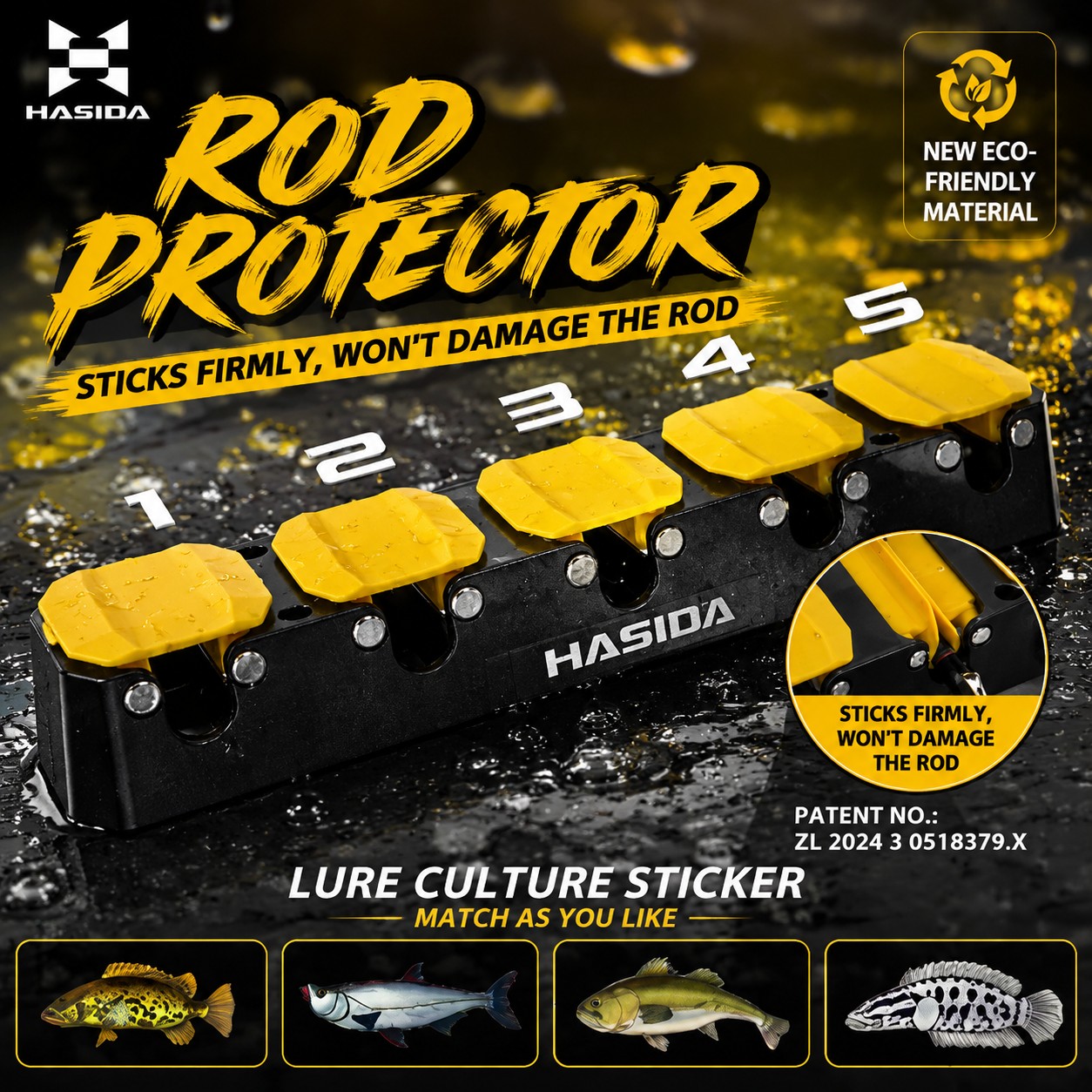 Fishing Rod Rack - HASIDA Wandmontierter Angelrutenhalter aus Weichgummi, Schnellverschluss-Angelruten-Aufbewahrungsorganizer