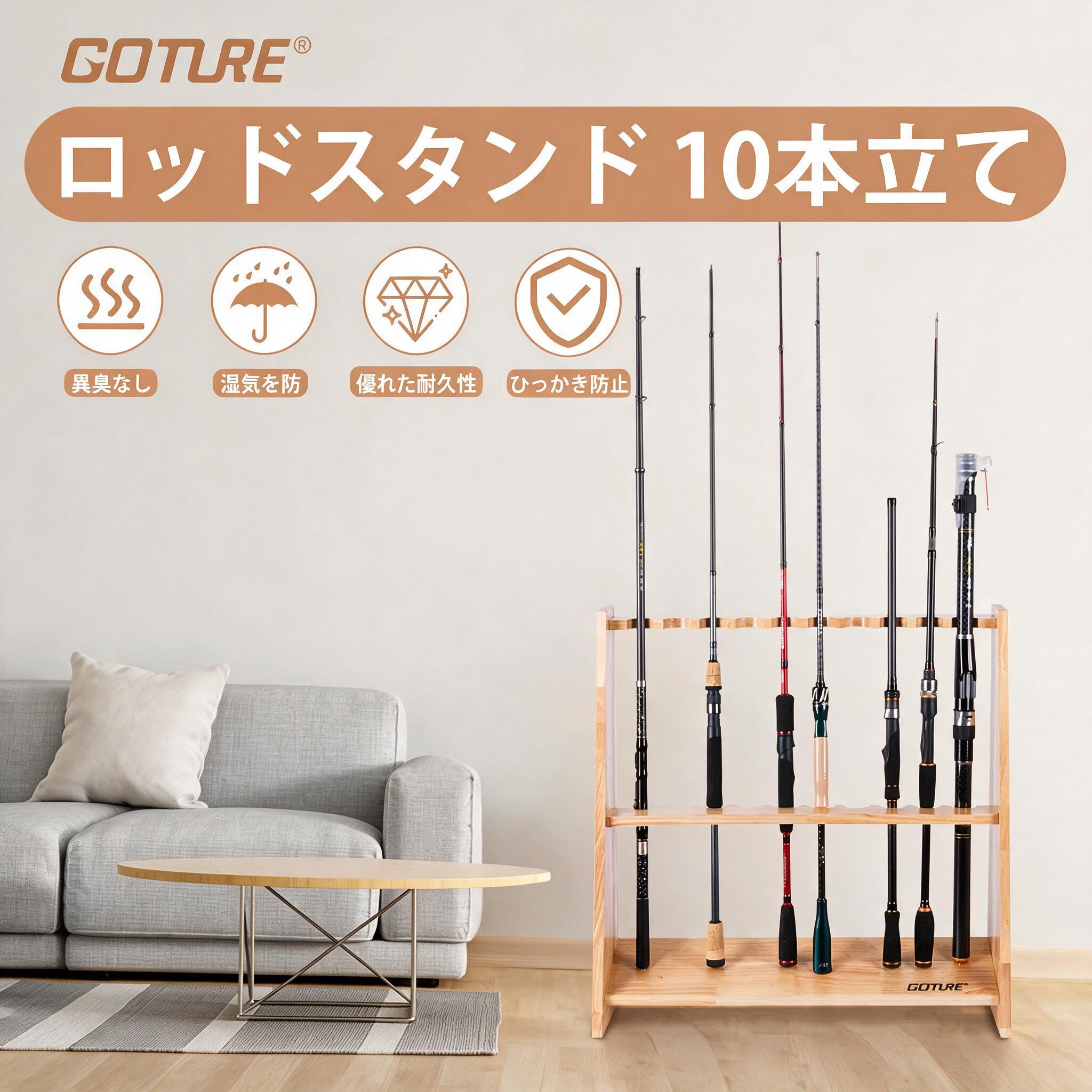 Fishing Rod Rack - Goture Holz-Angelrutenhalter für die Garage, Angelrutenständer