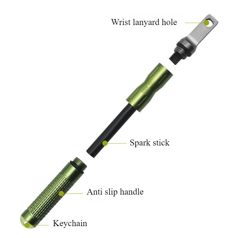 Fishing Rod Travel - Tragbarer Wasserdichter Feuerstein-Notfall-Feuerstarter Multifunktionales Outdoor-Camping-Equipment Feuerstab-Werkzeug