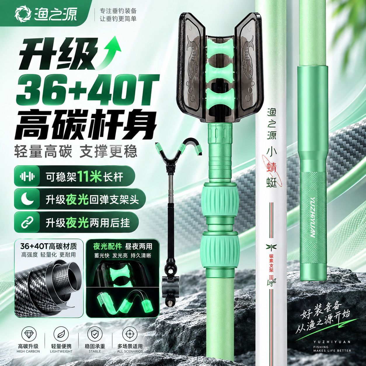 Fishing Rod Carbon Fiber - Yuzhiyuan Kleiner Libellen-Turmhaken-Angelrutenhalter, Langstangenhalter aus Kohlefaser,
